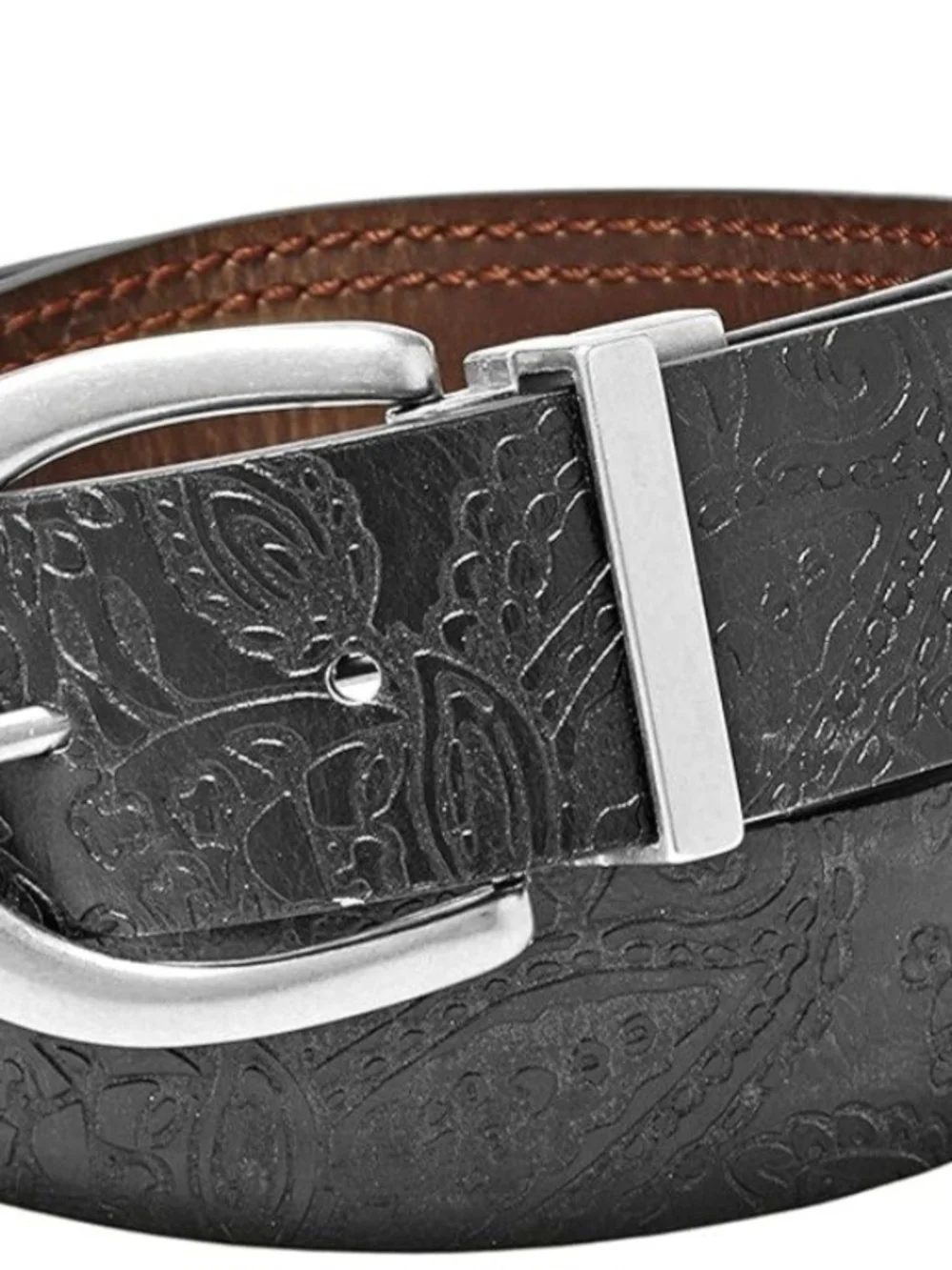 Relic Reversible Embossed Belt with Silver Buckle Womens Size XL